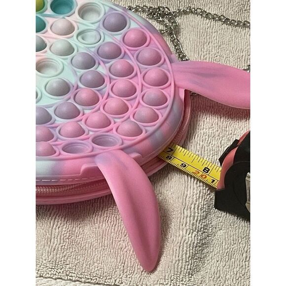 Poppet Crossbody Purse With Rabbit Ears Multicolor Long Metal Strap - Picture 5 of 5